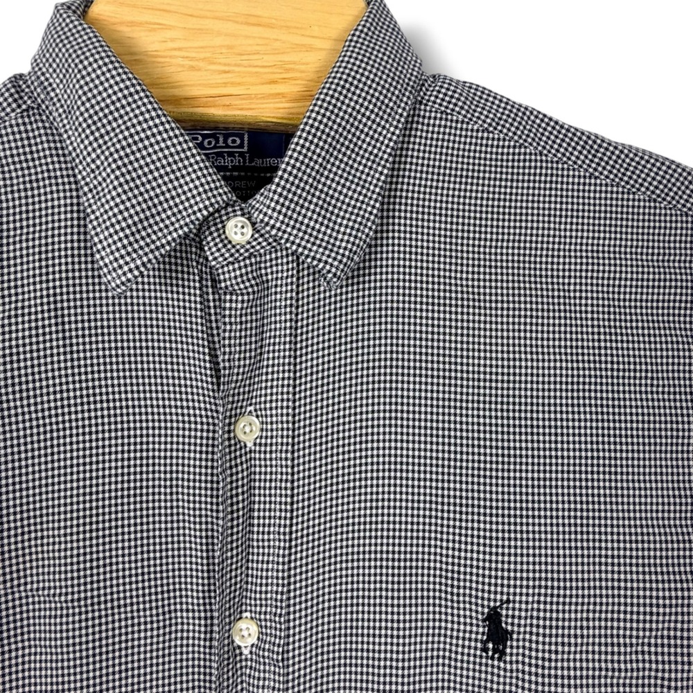Polo Ralph Lauren Andrew Button Down Men 16.5 XL Black White Check Cotton Shirt